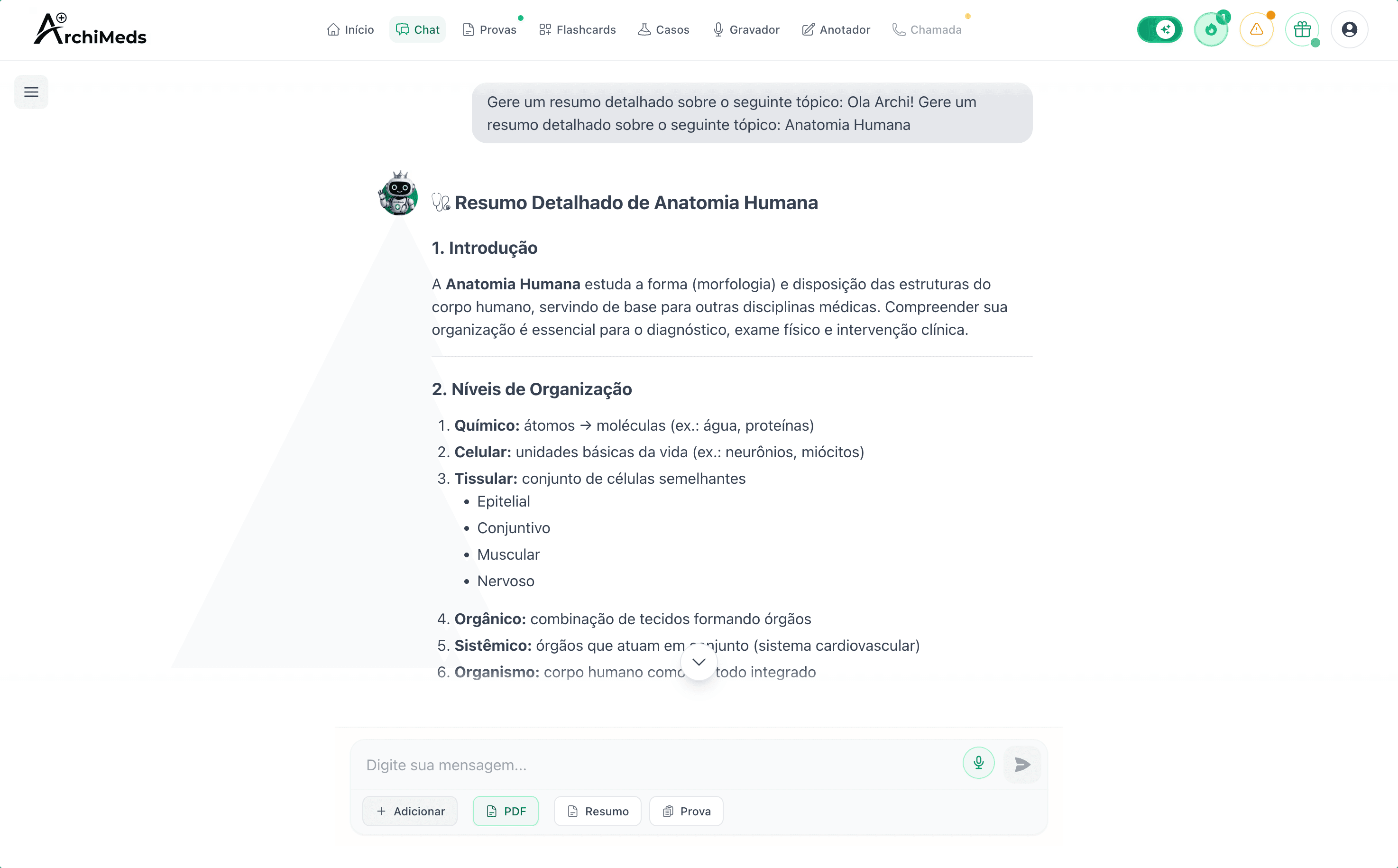Chat IA com 650+ materias médicas