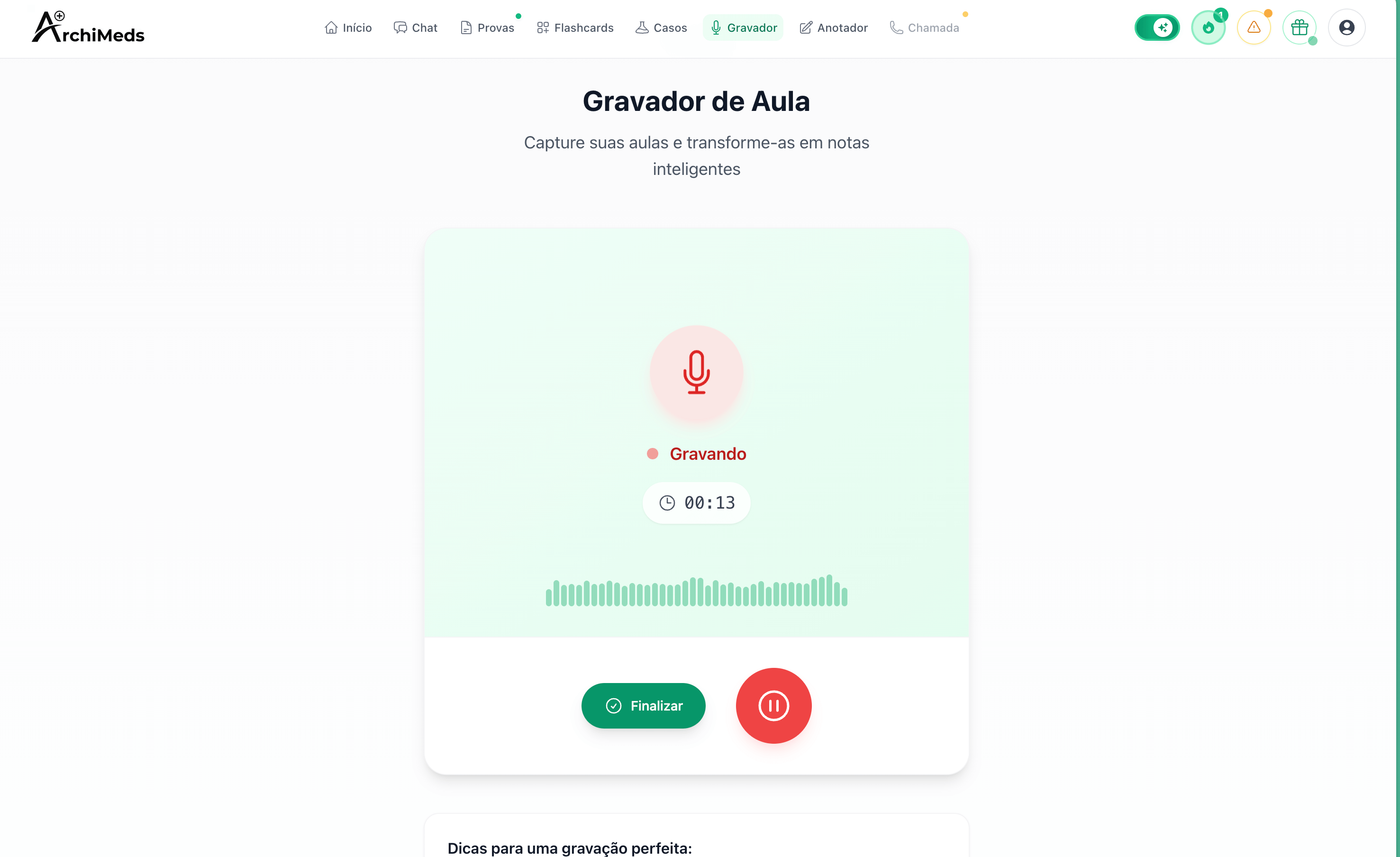 Resumos de aulas médicas com IA